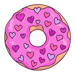 Free clipart detailed donut with hearts